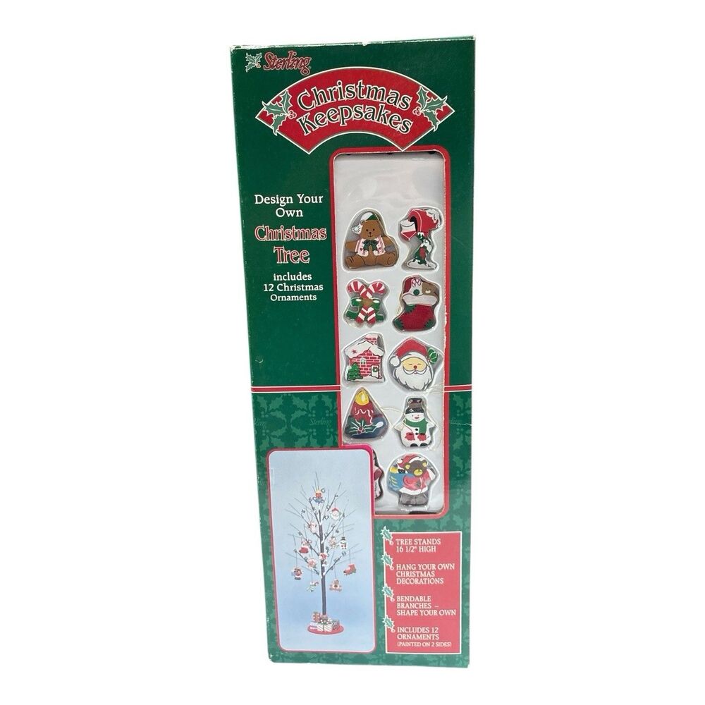 Vintage Sterling Design Your Own Mini Christmas Holiday Tree 12 ornaments Decor